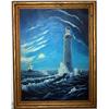 Image 2 : Framed Oil on Canvas of Lighthouse