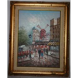 Framed Oil on Canvas of Paris Scene
