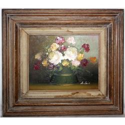 Framed Oil on Canvas of Roses