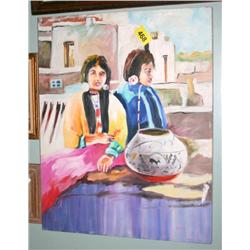 Oil on Canvas of 2 Native American Women