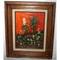 Framed Oil on Board of Desert