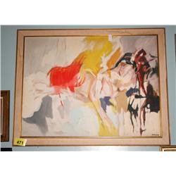 Framed Abstract Oil on Canvas