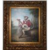 Image 2 : Framed Oil on Canvas of Monkey Playing a Guitar