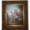 Image 3 : Framed Oil on Canvas of Monkey Playing a Guitar