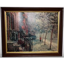 Framed Print on Board of Street Scene