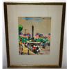 Framed Abtract Water Color of Paris Street Scene