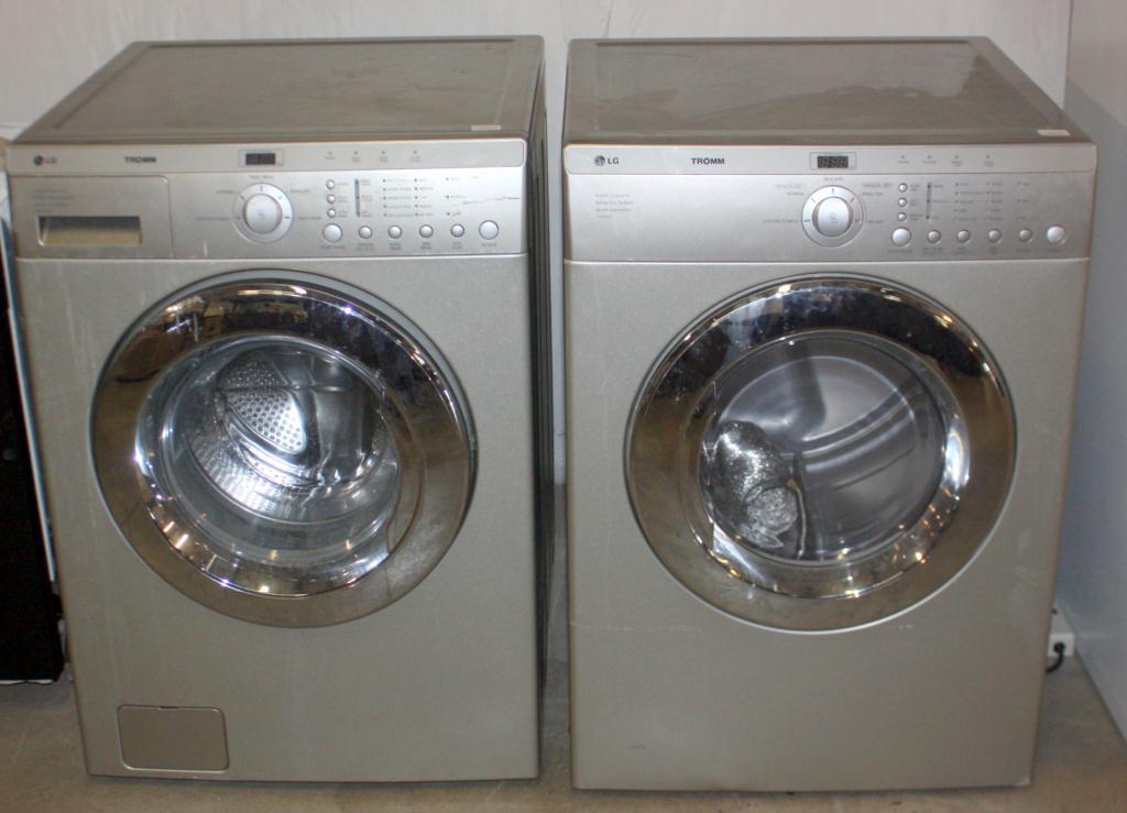 LG Silver Front Loaders Washer and Gas Dryer