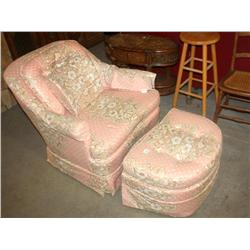 Flower Print Chair with Matching Ottoman
