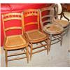 Image 1 : 4 Vintage Wicker Bottom Chairs & 1 Wooden Stool