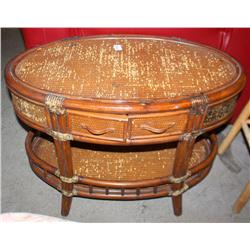 Wicker & Bamboo Serving Table