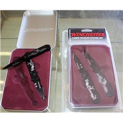 2 Tins W/ 2 Winchester Knives In Each