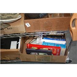 Half Rack Of Misc. Books, Glasses, Trays,