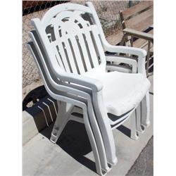 3 White Outdoor Chairs