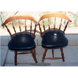 2 Wooden Chairs W/ Cushion Seats