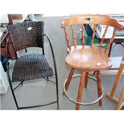 Lot Of 2 Chairs & A Wooden Water Jug Holder