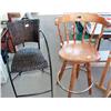 Lot Of 2 Chairs & A Wooden Water Jug Holder