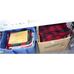 Table Lot Of Misc. Cups, Helmet, Christmas Misc.,