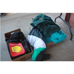 Table Lot Of Misc. Cooler, Printer, Serving  Bowl,