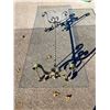 Image 2 : VINTAGE RECTANGULAR GLASS-TOP COFFEE TABLE WITH AN ORNATE GOLD-TONE OR GILT WROUGHT-IRON / CAST-IRON