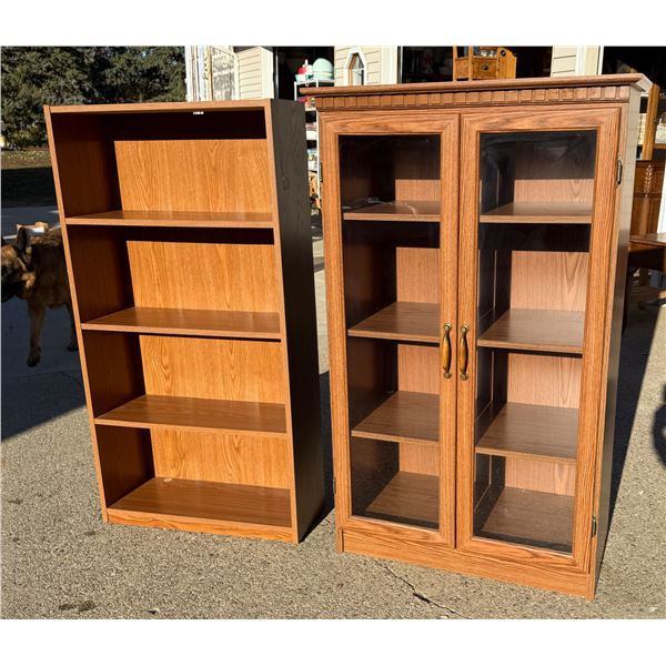 DISPLAY AND STORAGE CABINET AND 4-SHELF BOOKCASE