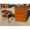 Image 1 : VINTAGE MID-CENTURY WOODEN CHEST OF DRAWERS AND SIDE TABLE
