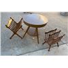 Image 2 : VINTAGE ROUND ACCENT TABLE AND TWO VINTAGE MAGAZINE RACKS