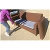 Image 10 : TWO-SEAT BROWN FABRIC HIDE-A-BED SOFA