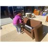 Image 11 : TWO-SEAT BROWN FABRIC HIDE-A-BED SOFA