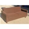 Image 2 : TWO-SEAT BROWN FABRIC HIDE-A-BED SOFA