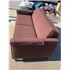 Image 4 : TWO-SEAT BROWN FABRIC HIDE-A-BED SOFA