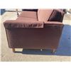 Image 5 : TWO-SEAT BROWN FABRIC HIDE-A-BED SOFA