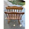 Image 13 : WOODEN GLIDER ROCKING CHAIR AND VINTAGE MAGAZINE RACK