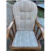 Image 4 : WOODEN GLIDER ROCKING CHAIR AND VINTAGE MAGAZINE RACK