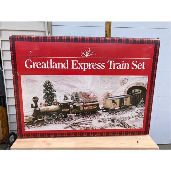 VINTAGE GREATLAND EXPRESS BATTERY-POWERED G-SCALE TRAIN SET MADE BY NEW BRIGHT