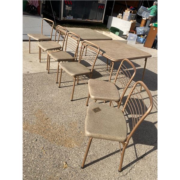 VINTAGE HAMILTON COSCO FOLDING CHAIRS AND MATCHING TABLES