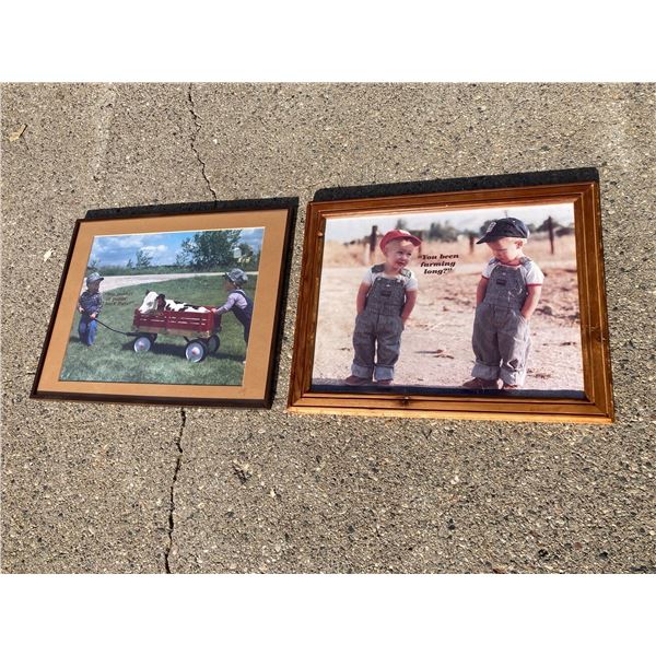 FRAMED VINTAGE FARMING ART PIECES