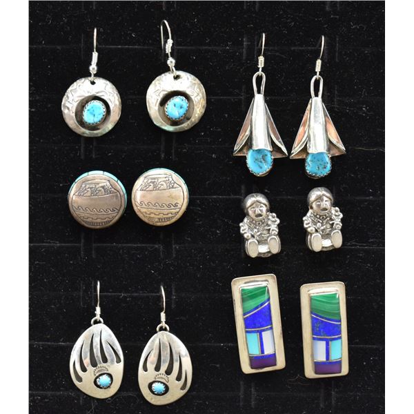 SIX PAIR OF NAVAJO EARRINGS