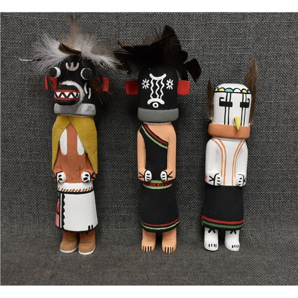 THREE HOPI KACHINAS (SIGNED)