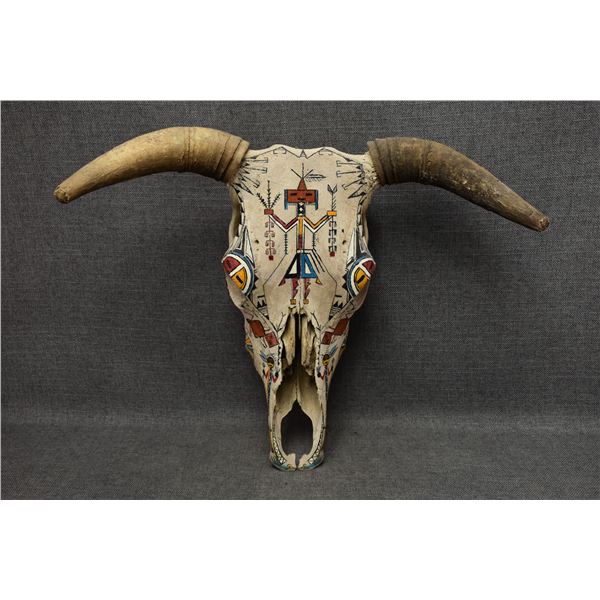 NAVAJO PAINTED COW SKULL (SIGNED)