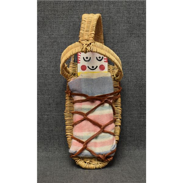HOPI FLAT DOLL AND BASKETRY CRADLE