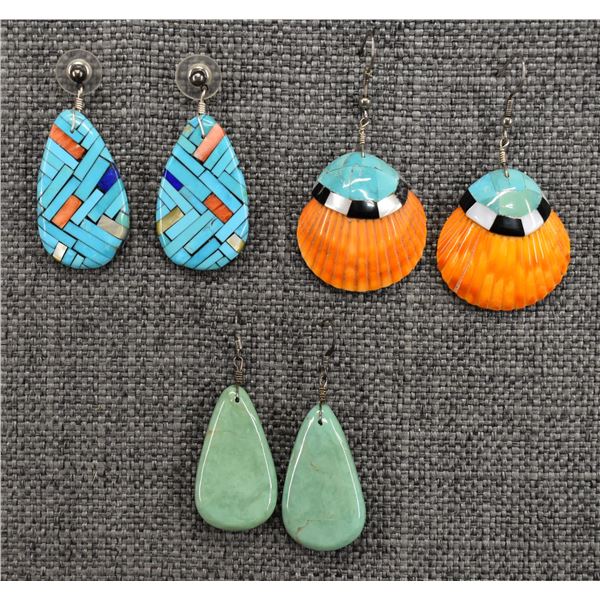 THREE PAIR OF EARRINGS