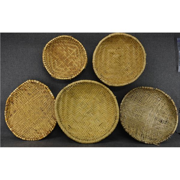 FIVE HOPI SIFTER BASKETS