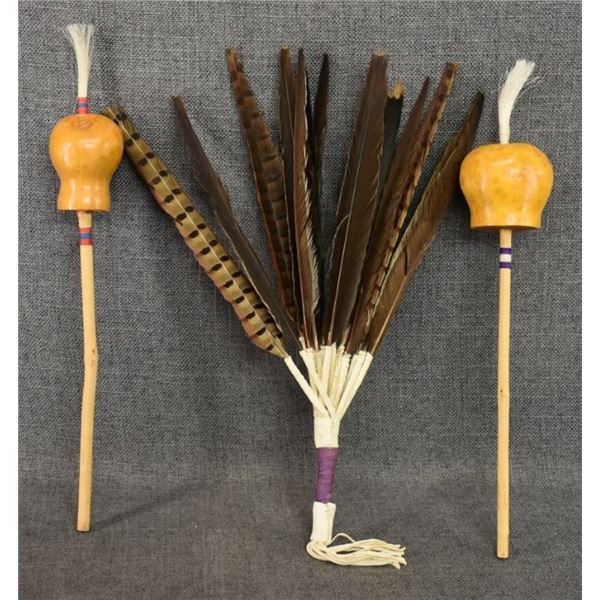 PLAINS PEYOTE FAN AND RATTLES
