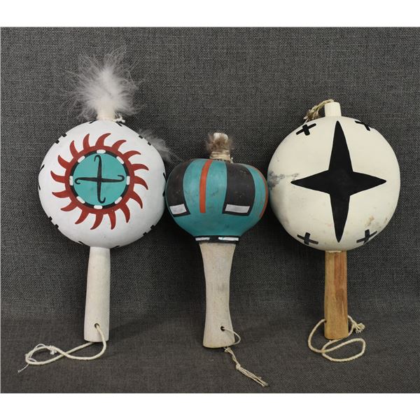 THREE HOPI RATTLES