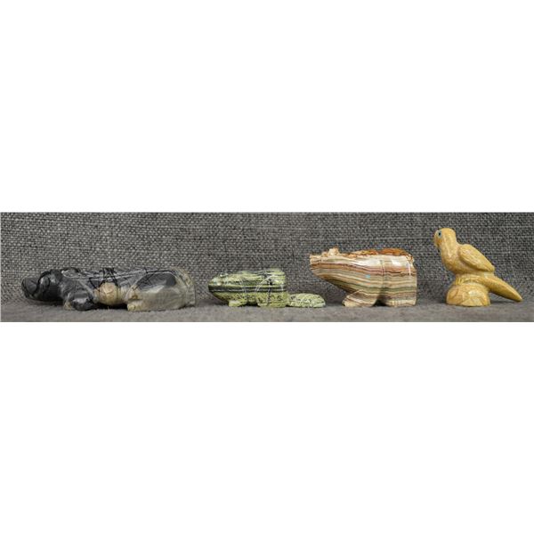 FOUR ZUNI FETISHES (SIGNED)