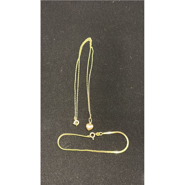 APPROX 14K CHAIN (19") WITH APPROX 14K PENDANT & APPROX 14K BRACELET (7", 3.6G)