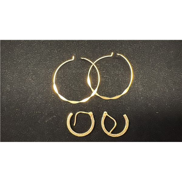 TWO PAIRS APPROX 14K HOOP EARRINGS (1.8G)