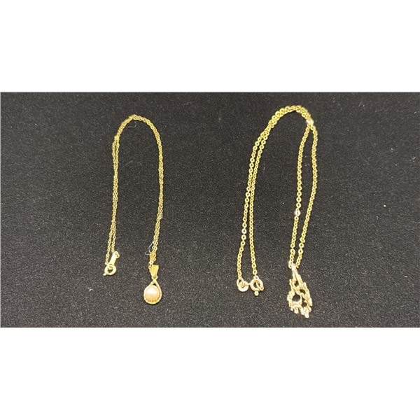 APPROX 10K CHAIN (17") WITH APPROX 14K PENDANT & APPROX 10K CHAIN (15") WITH APPROX 10K PENDANT SET