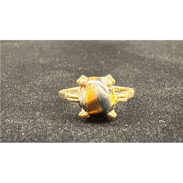 APPROX 10K LADIES RING SET WITH TIGERS EYE (2.2G)