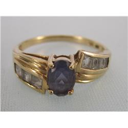 10k Gold Tanzanite & White Stones Ring